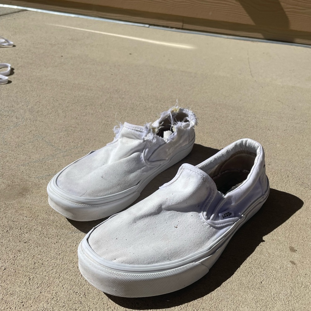 White vans slip on size 9